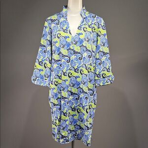 Katherine Way Blue and Green Swirl Dress (rack9)